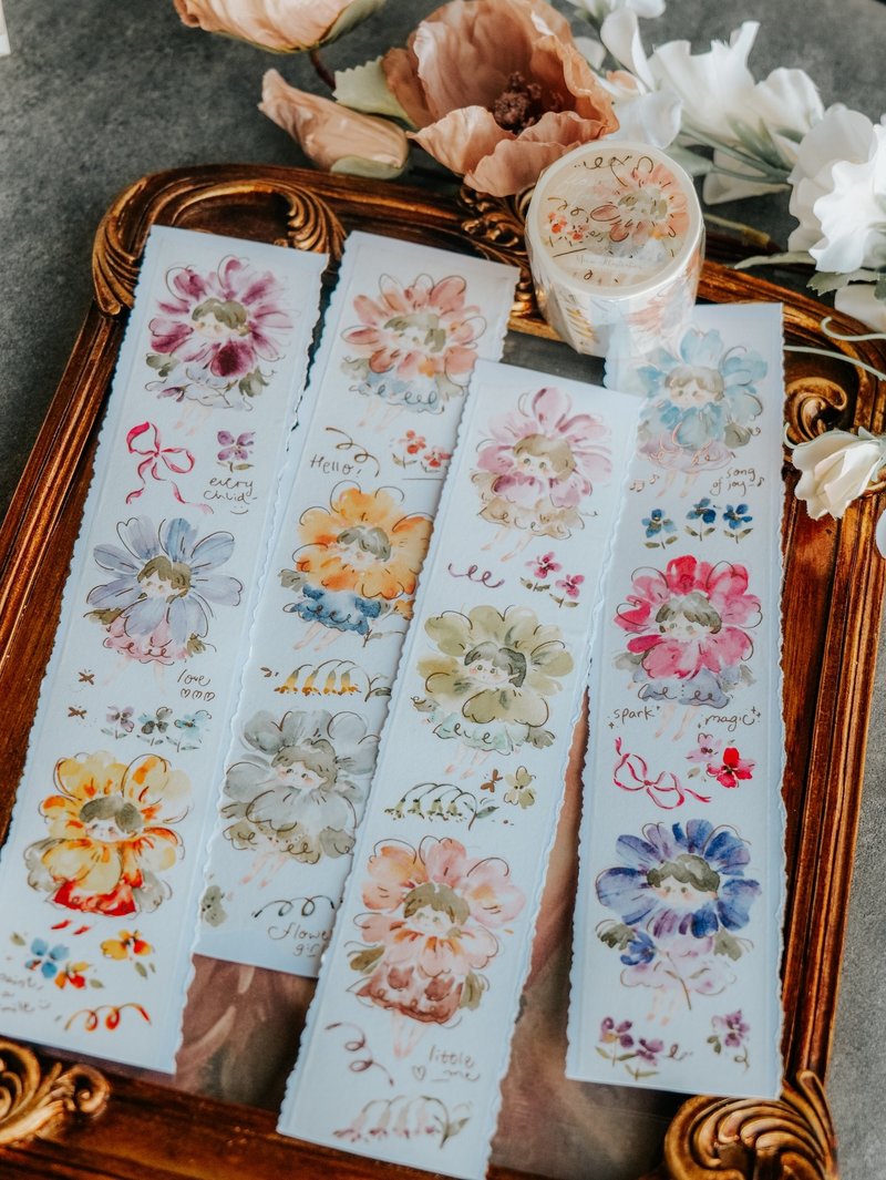 花的孩子 玫瑰金和纸胶带(特油含离型纸) - 纸胶带 - 纸 多色
