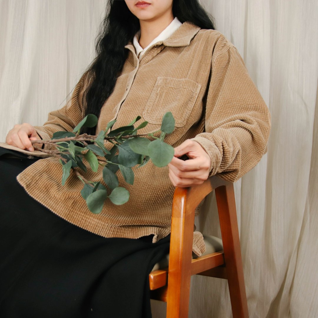 L.L.Bean粗织灯芯绒衬衫005, 浅棕 男女皆可【Tsubasa.Y 古着屋】 - 女装衬衫 - 其他材质 卡其色