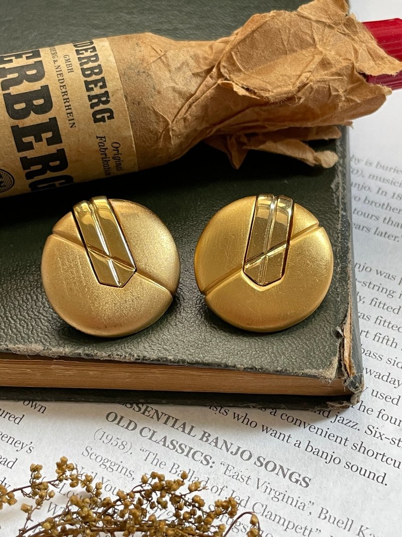 老又好古董珠宝 金色线条圆形针式耳环NAPIER p87 - 耳环/耳夹 - 其他金属 金色