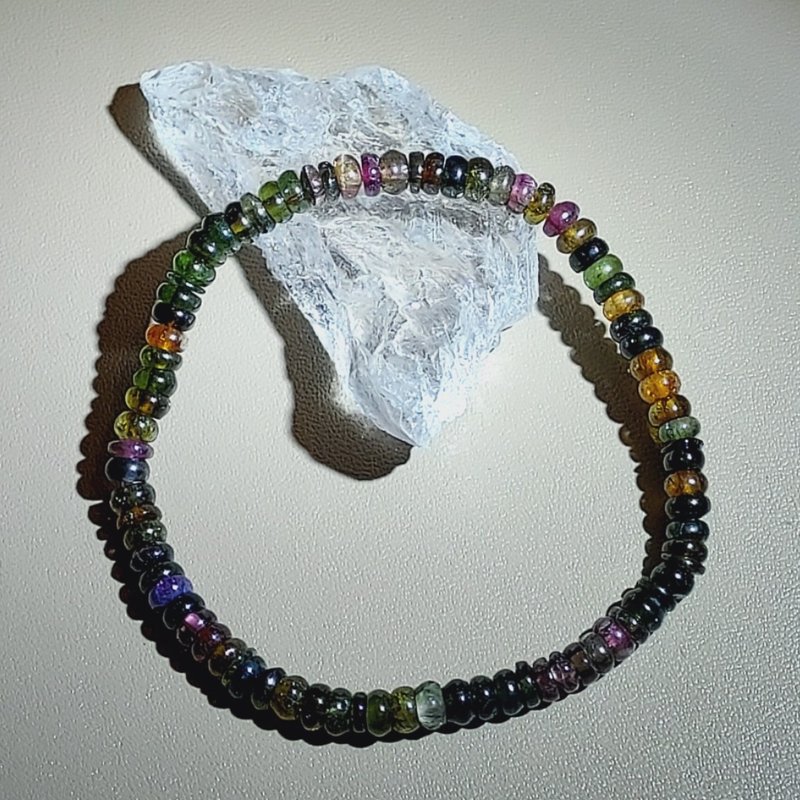 碧玺(黑美人,黑玫瑰)碟珠 2x4mm - 适合喜欢低调女性佩戴 - 手链/手环 - 半宝石 