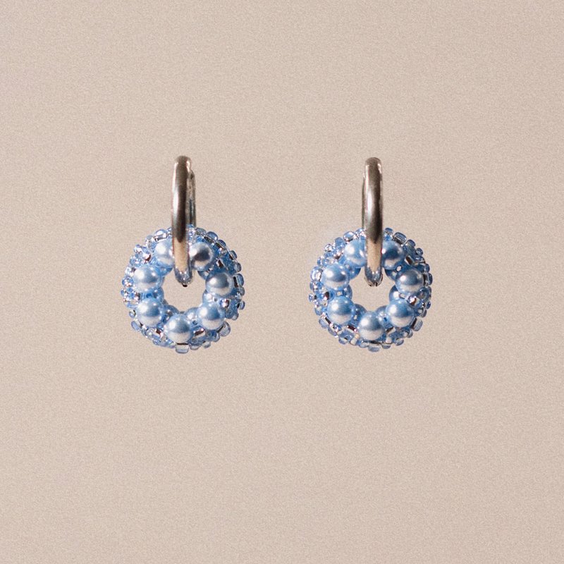 Rolling Earrings 环圈耳饰－苏打蓝(限定色) - 耳环/耳夹 - 玻璃 蓝色