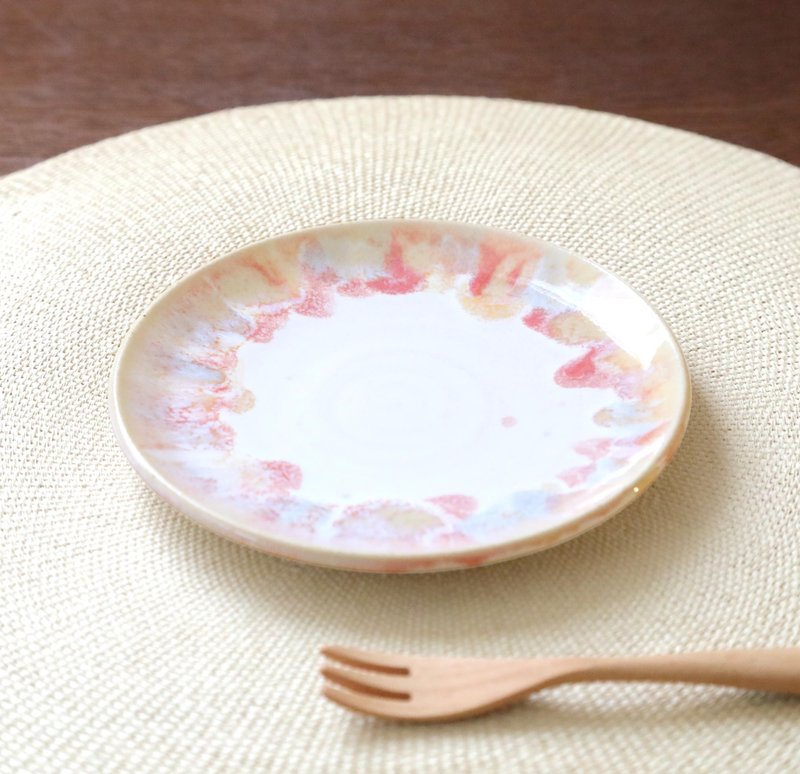 秋色纹样中皿 - 盘子/餐盘/盘架 - 陶 红色