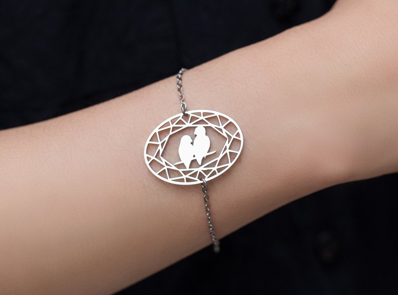 抗敏医疗钢 宝石与动物系列-鹦鹉 - 手链/手环 - 其他金属 银色