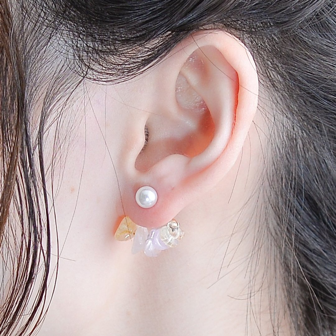 [14kgf] Cicely Pierce YELLOW Sicily earrings yellow - 耳环/耳夹 - 其他金属 