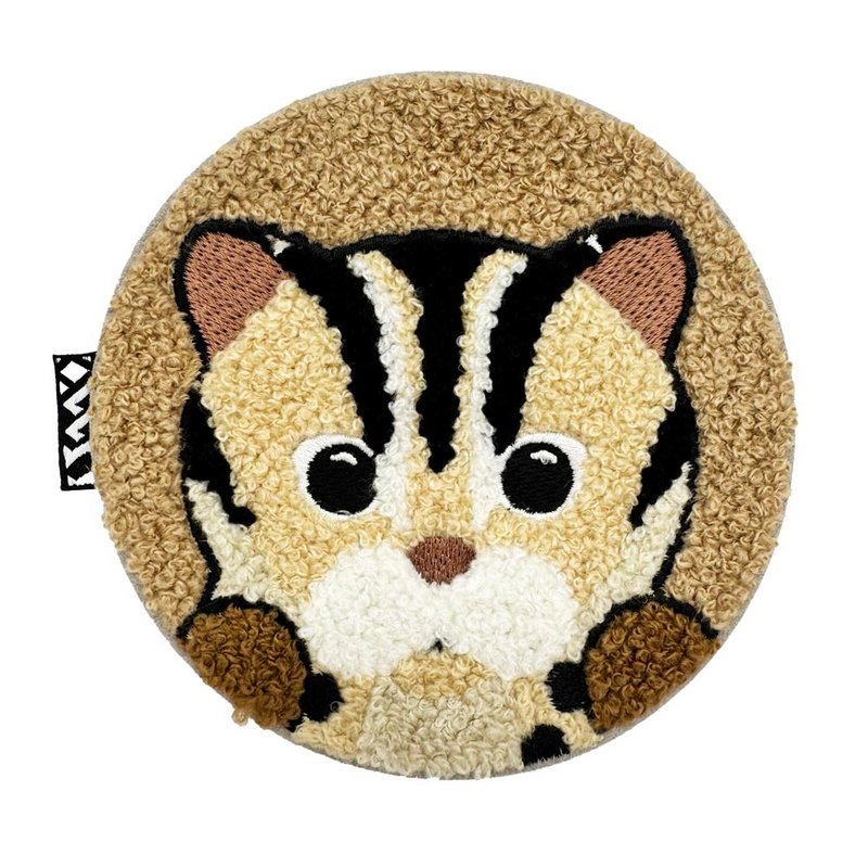 【森林动物系列】石虎刺绣杯垫 - 杯垫 - 绣线 卡其色