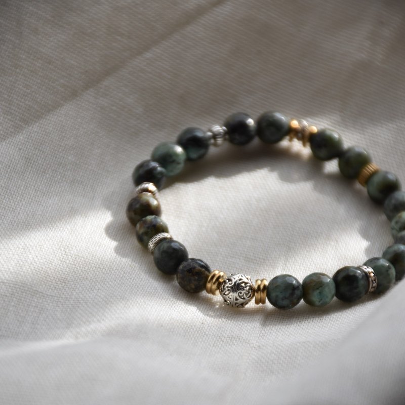 森之晨曦 (手工手环/纯银/黄铜/天然石/纪念礼物/情侣款/订制) - 手链/手环 - 纯银 