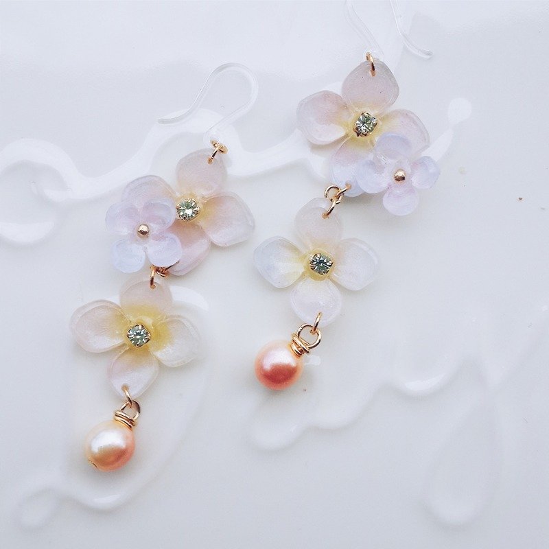 momolico 耳环 绣球花 紫阳花 穿式-可改夹式 - 耳环/耳夹 - 其他材质 紫色