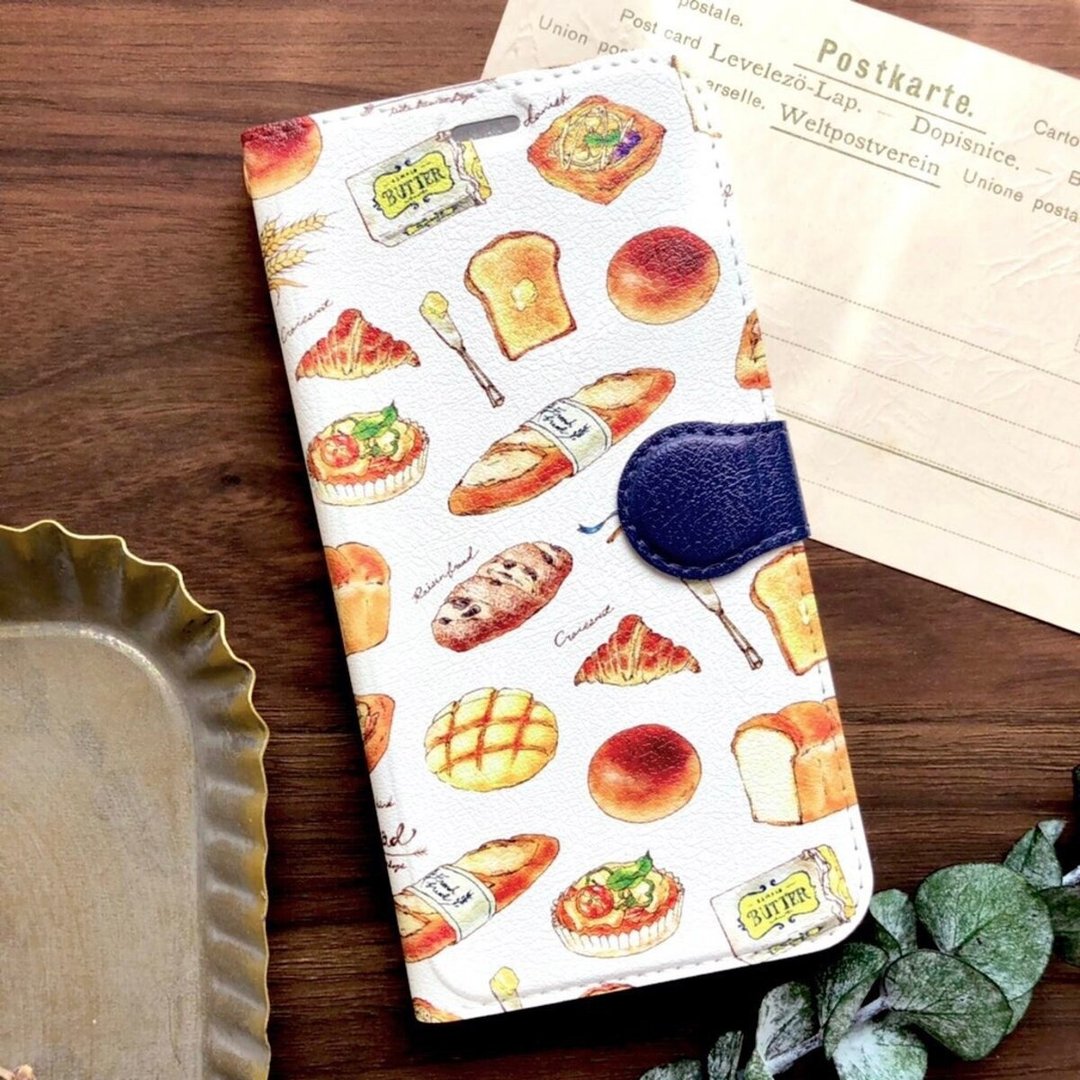 Bread Notebook Type Smartphone Case iPhone Android Various Bread - 手机壳/手机套 - 人造皮革 咖啡色