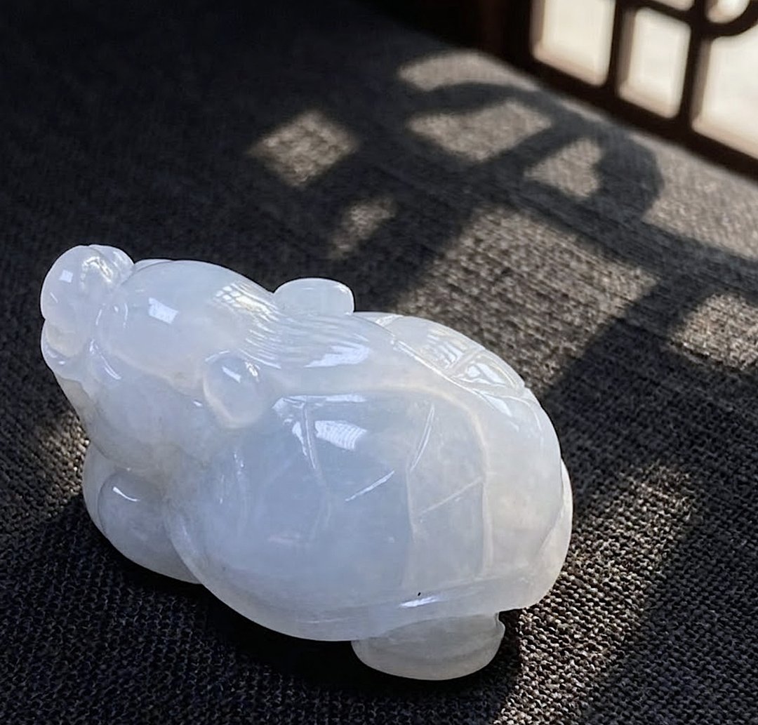 【吉祥·长寿】冰种翡翠龙龟 | 天然缅甸玉A货翡翠 | 送礼 - 吊饰 - 玉石 透明