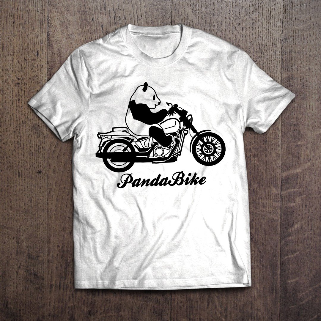Panda T-shirt PandaBike - 女装 T 恤 - 棉．麻 白色