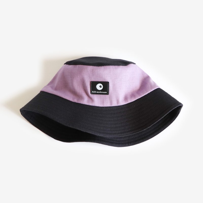 撞色紫双面渔夫帽 - 帽子 - 棉．麻 紫色