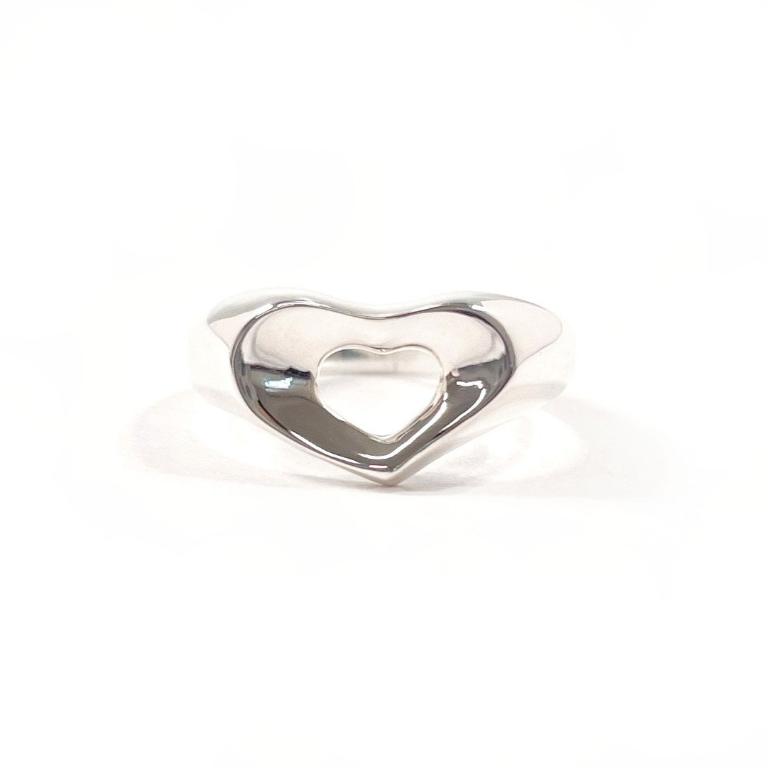 【日本直送 二手美品】10.5 号 蒂芙尼 TIFFANY&Co. 戒指 镂空爱心 艾尔莎·柏 લે蒂 银 925 饰品 - 戒指 - 纯银 银色