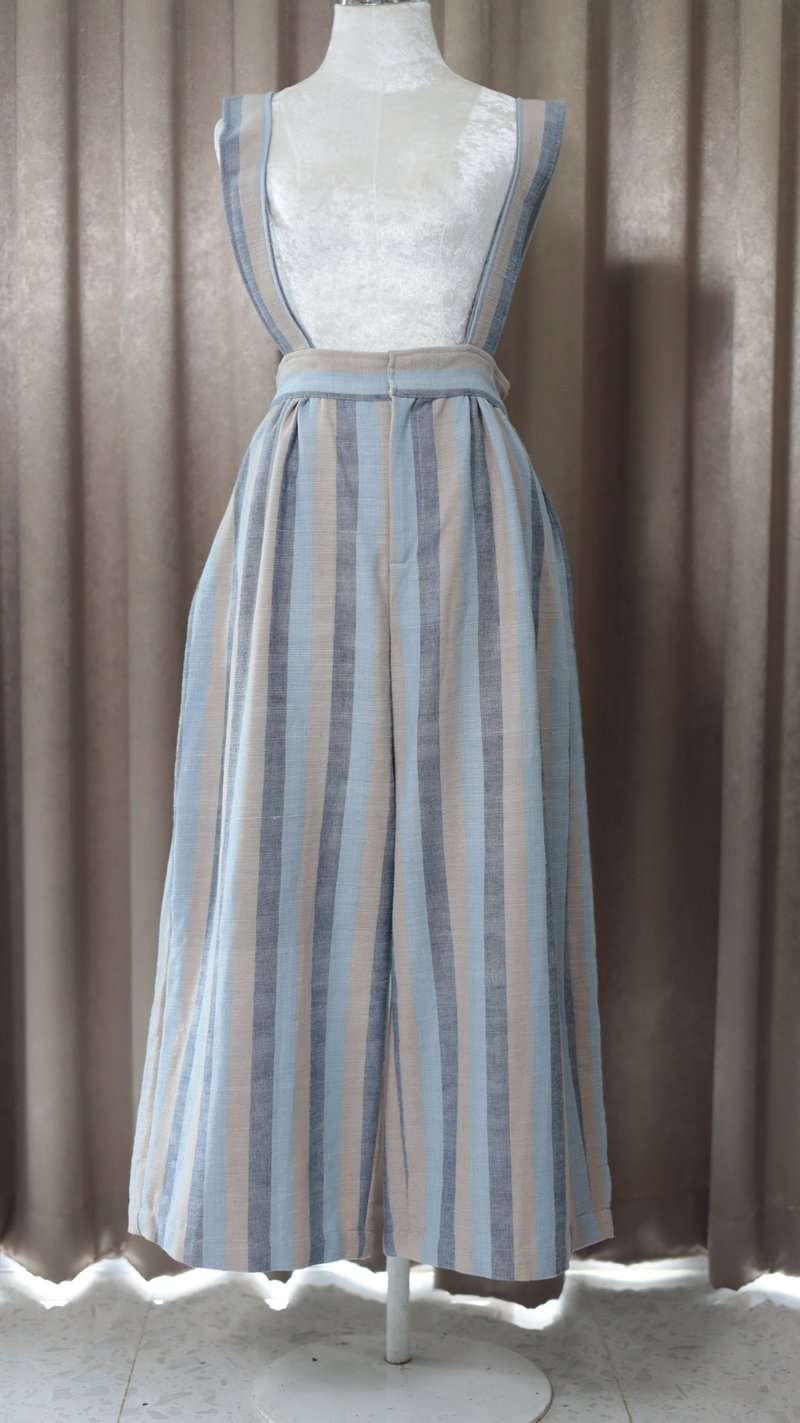 Loom & Leaf - 高腰工装连身裤  يد捻棉手工织布 - 背带裤/连体裤 - 棉．麻 蓝色