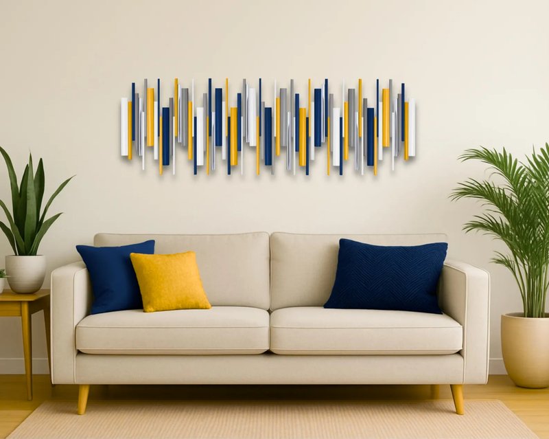 深蓝与金黄的和谐 — 致敬台湾棒球文化的设计艺术挂饰 - 墙贴/壁贴 - 木头 金色