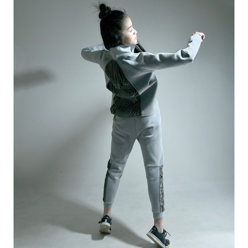 手工编织运动外套 - 女装运动衣 - 聚酯纤维 灰色