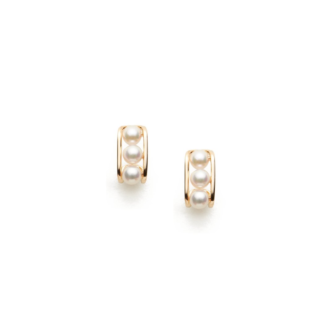 典雅珍珠耳环 925银厚镀18K金 Demi Pearl Earring - 耳环/耳夹 - 珍珠 金色