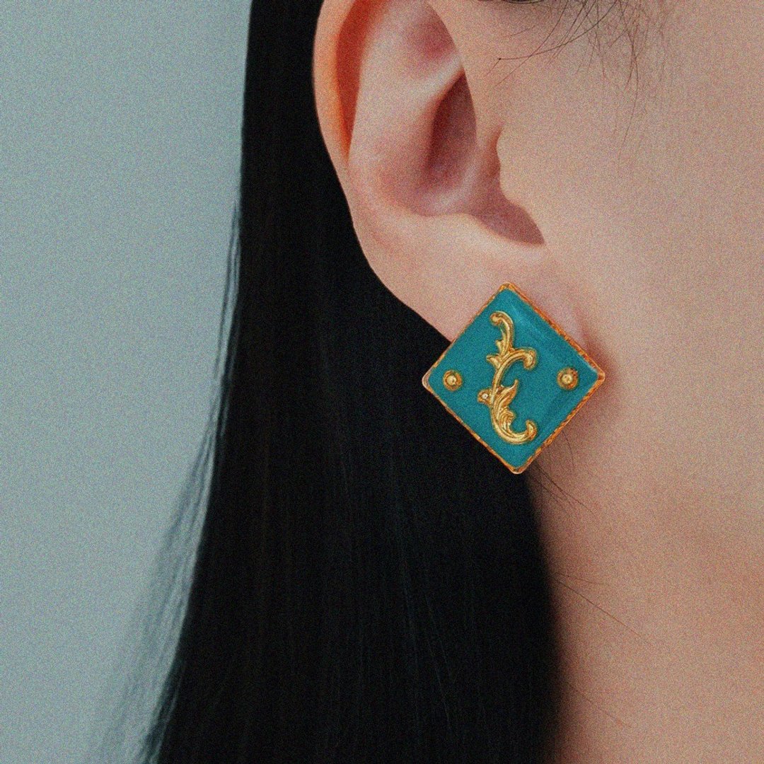 耳环 | Teal Rococo 雾湖洛可可 - 耳环/耳夹 - 树脂 绿色