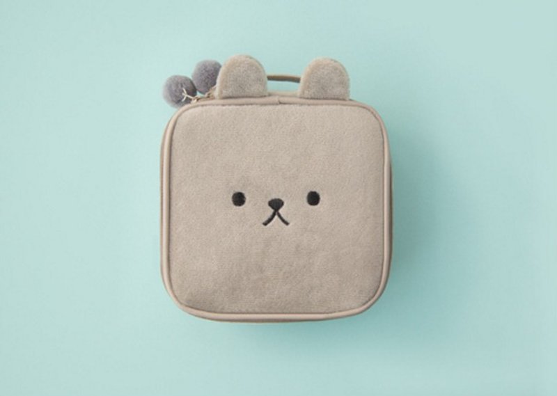 Bentoy x 毛绒动物-大容量化妆包(灰色) - 化妆包/杂物包 - 其他材质 