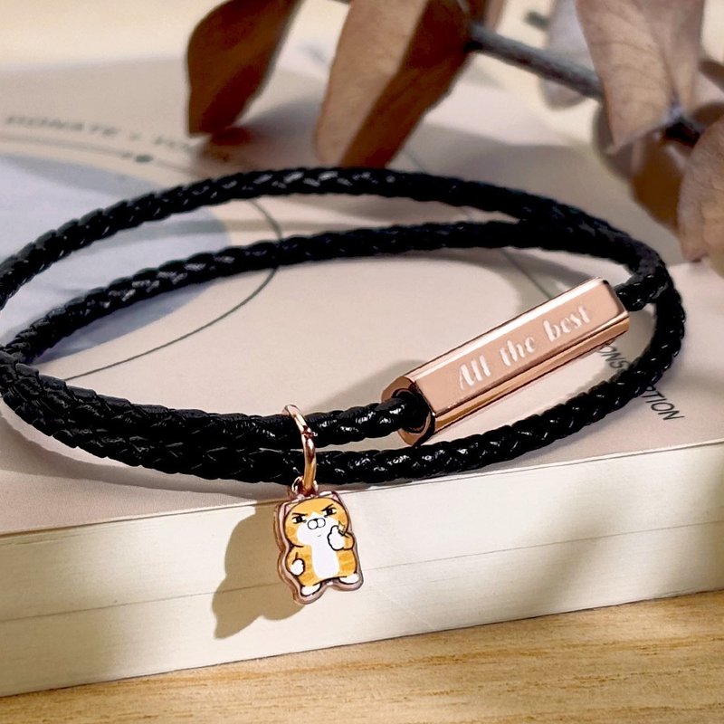 白烂猫蛇么拢贺系列-真的很赞编织皮革手环(赠开运水晶树) - 手链/手环 - 铝合金 黑色