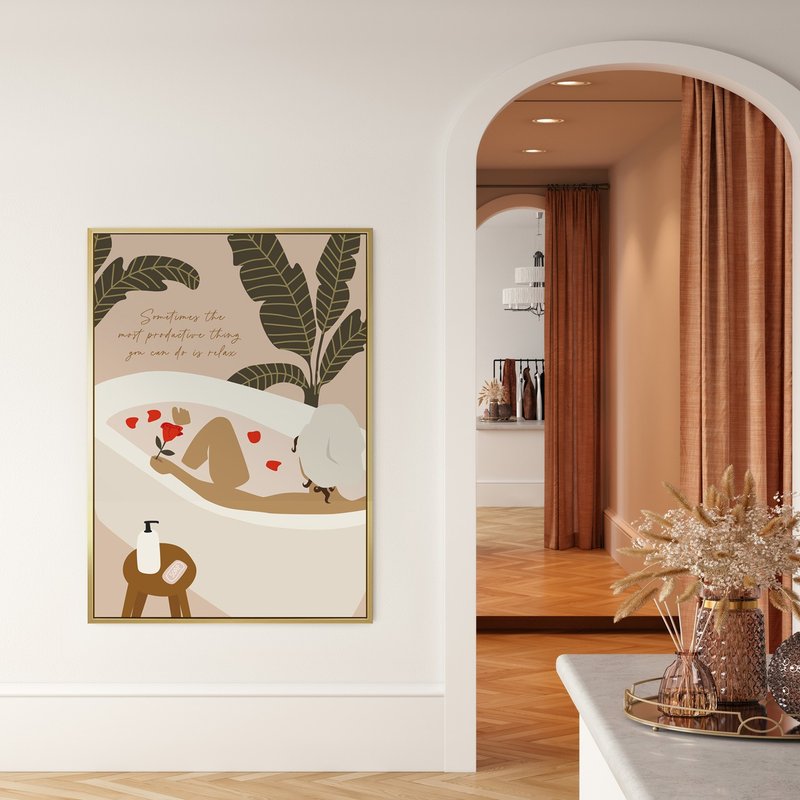 放松时刻 I - 质感女性挂画/美容工作室布置/新店开幕礼物 - 海报/装饰画/版画 - 棉．麻 卡其色