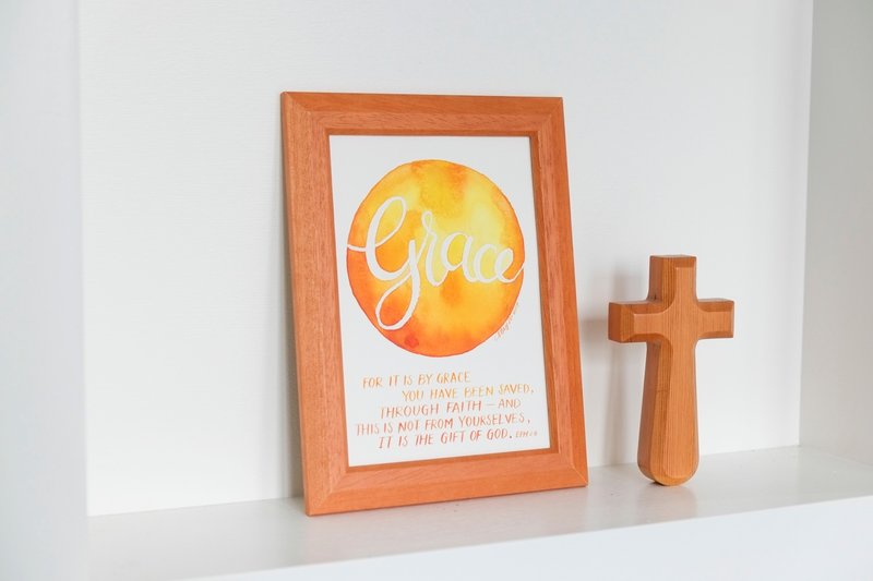 客制化 - 全手绘原稿 西洋书法 水彩画作 13*18cm - 海报/装饰画/版画 - 纸 橘色