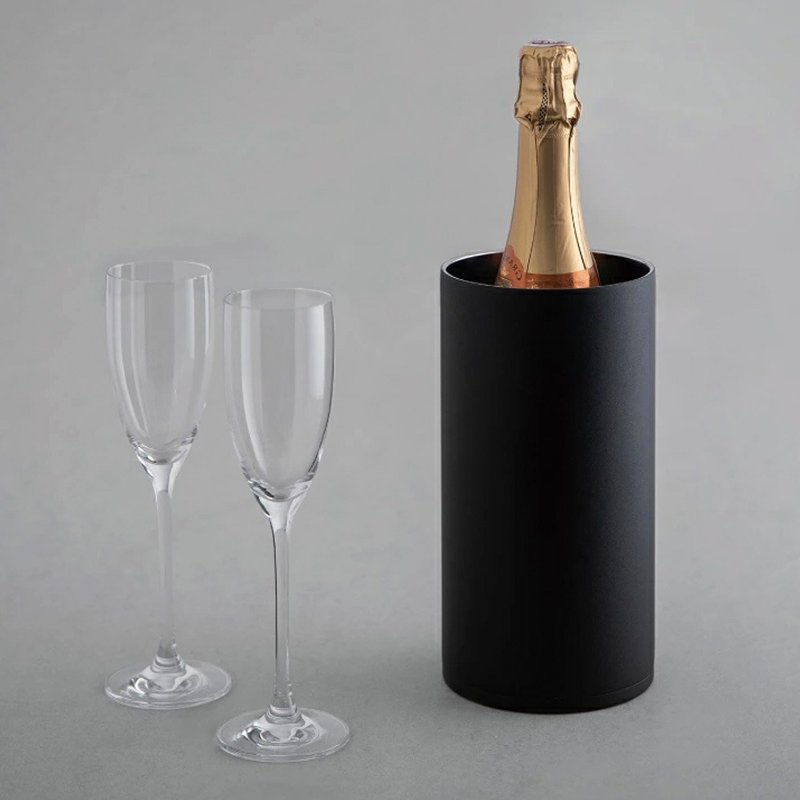 【孔雀Peacock】真空断热 不锈钢保冰桶酒器 兼容多种酒瓶-磨砂黑 - 酒杯/酒器 - 不锈钢 黑色