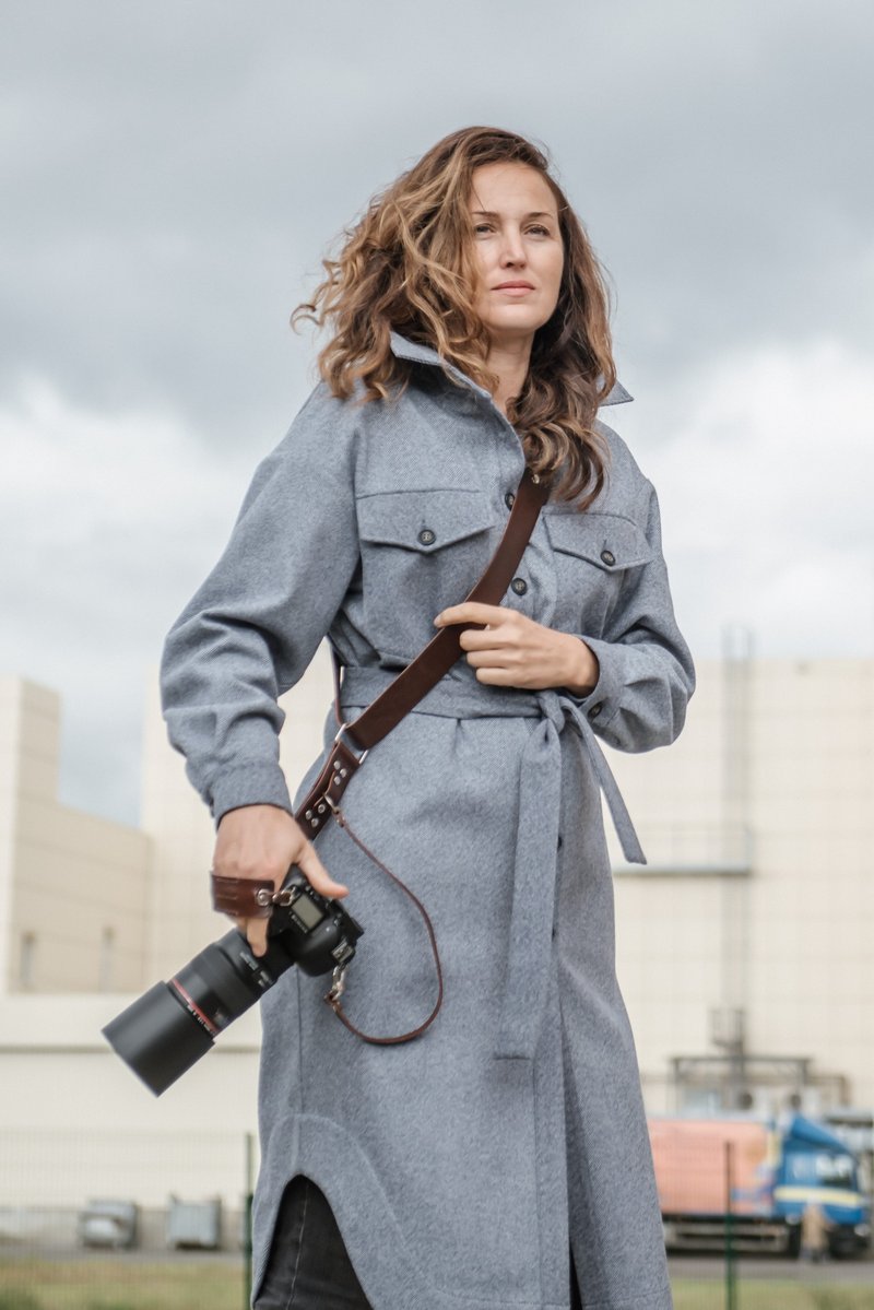 皮革肩带相机背带单眼相机吊带摄影师礼物 - 相机背带/脚架 - 真皮 咖啡色