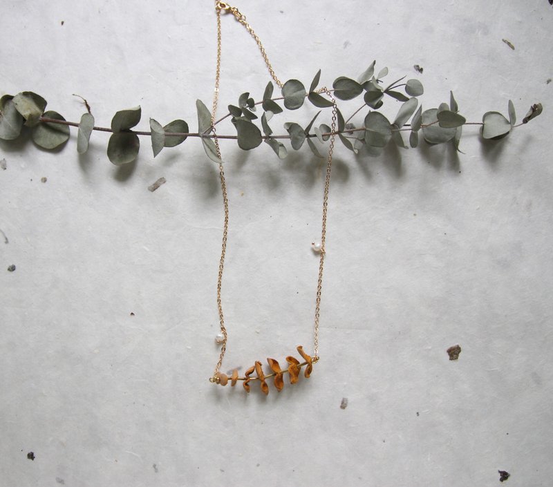 圆叶尤加利叶14kgf项链_皮革手染塑型4色 - 项链 - 真皮 咖啡色