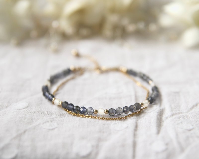 堇青石/月光石手链 定制长度~星空指南针 - 手链/手环 - 宝石 蓝色