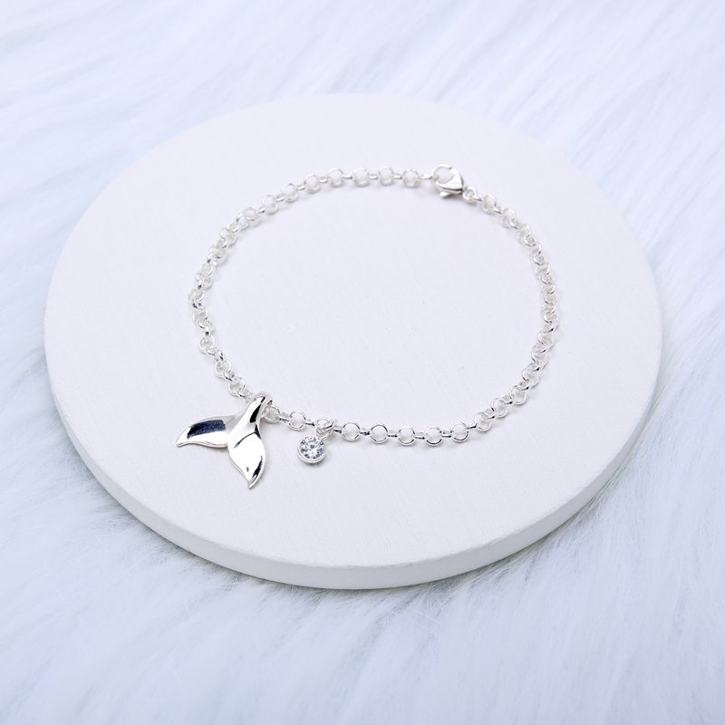 【美人鱼】人鱼的眼泪 s925 纯银 手链 脚链 生日 情人节 圣诞节 - 手链/手环 - 纯银 银色