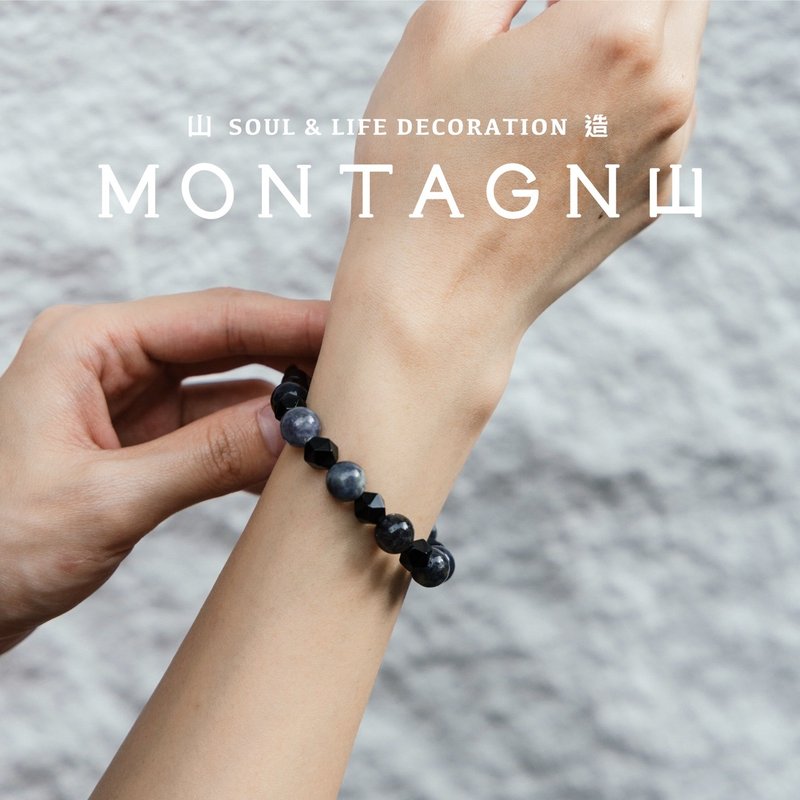 【Montagne】CLASP | 堇青石。黑玛瑙手链 - 手链/手环 - 水晶 