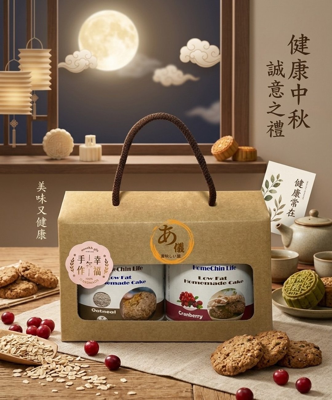 鸿琴生活阿仪美食屋_低脂燕麦饼干健康礼盒 - 手工饼干 - 其他材质 