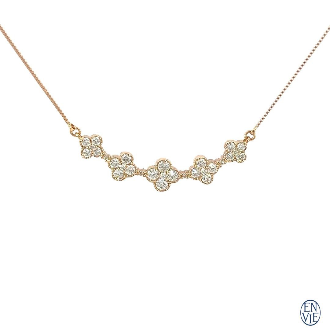 18K玫瑰金 天然钻石造型坠链 18K Gold Diamond Necklace - 项链 - 贵金属 