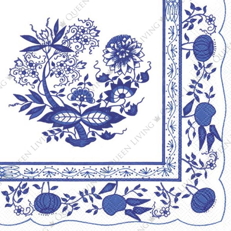 德国 IHR-33*33cm餐巾纸-蓝纹花 - 餐垫/桌巾 - 纸 多色