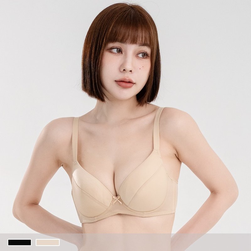 Pink Lady 硬钢圈 C罩杯 薄衬纯棉内里 柔滑侧背片 集中包覆内衣 - 女士内衣裤 - 其他人造纤维 卡其色