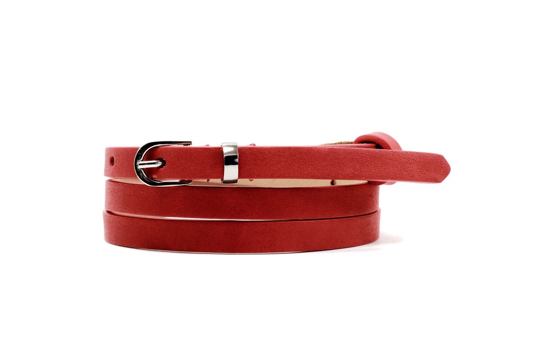 Red skinny belt, red womens belt, red belt, leather belt, red waist belt, belt - 皮带/腰带 - 真皮 红色