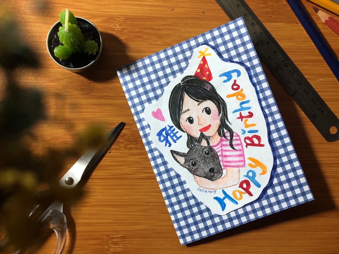 【插画似颜绘卡片】Q版可爱款/情人节/生日/定制礼物/对折卡片 - 其他 - 纸 多色