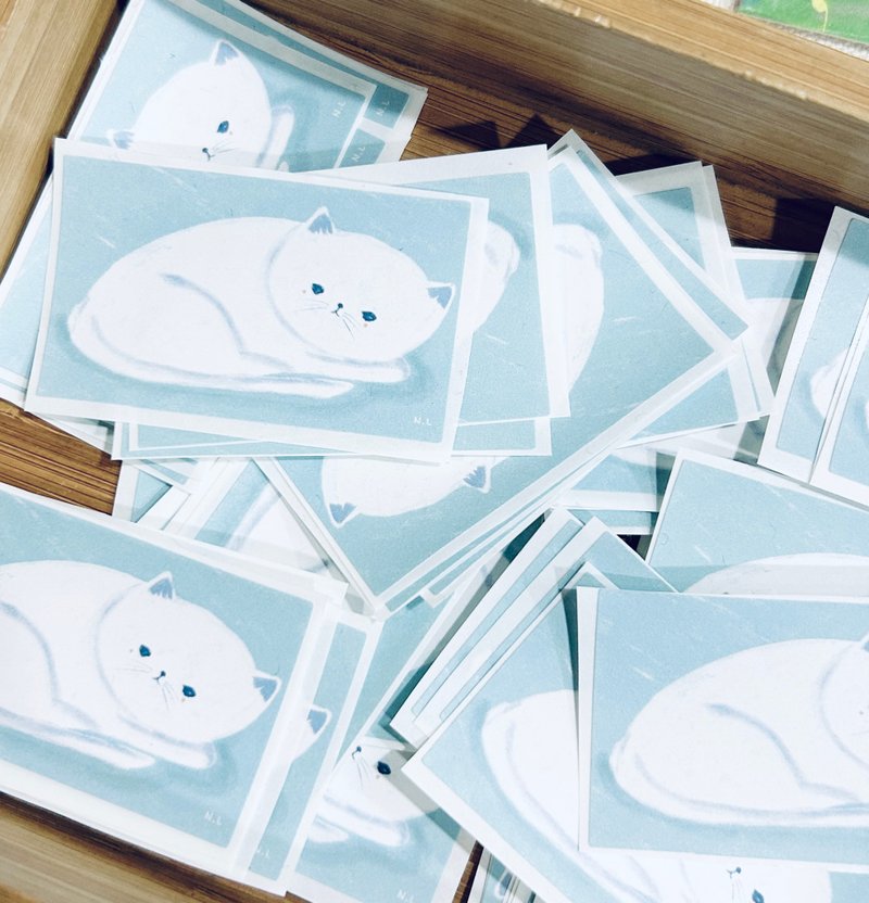 猫咪好好睡贴纸 - 贴纸 - 纸 蓝色