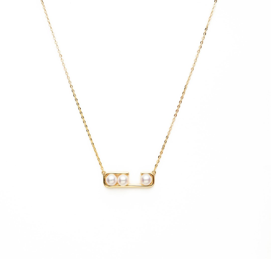 典雅珍珠项链 925银厚镀18K金 Demi Pearl Necklace - 项链 - 珍珠 金色