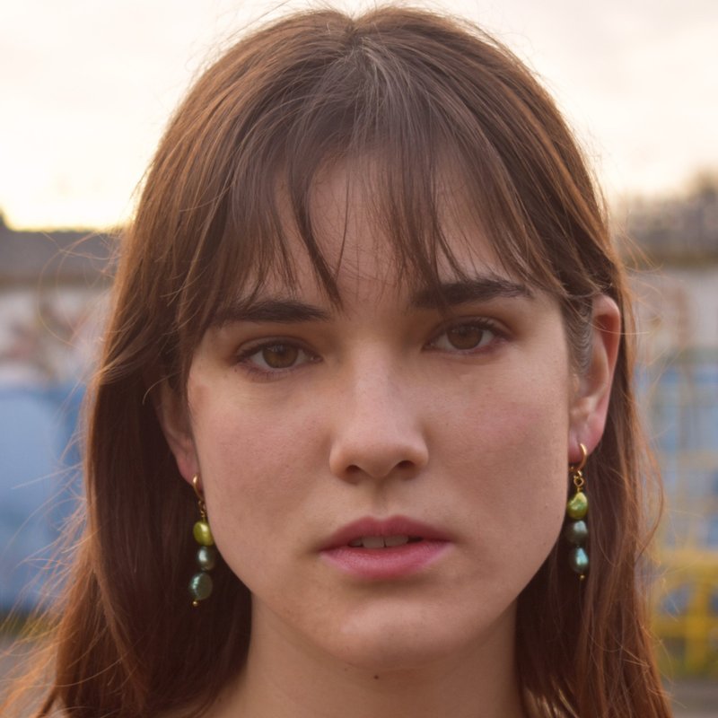 紫粉绿淡水珍珠耳扣 | by Ifemi Jewels - 耳环/耳夹 - 其他材质 金色