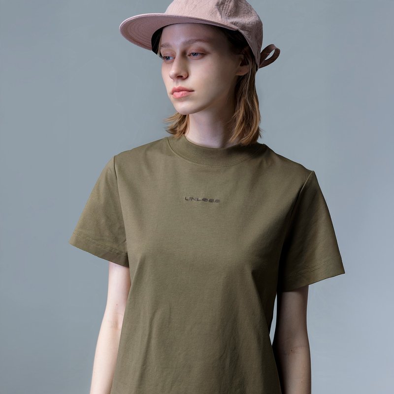 品牌LOGO刺绣丝柔上衣 - 女装上衣 - 棉．麻 绿色