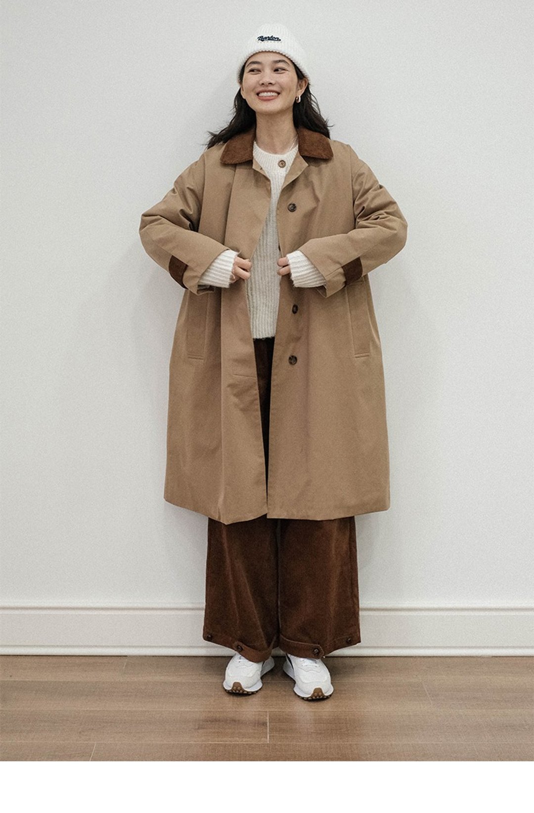 复古宽松加棉拍风衣式派克棉服 - 女装休闲/机能外套 - 棉 