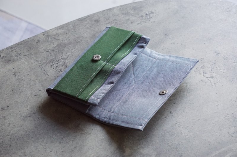 男 长夹 - 浅灰 / 手工礼物 / 布皮夹 - 皮夹/钱包 - 棉．麻 灰色
