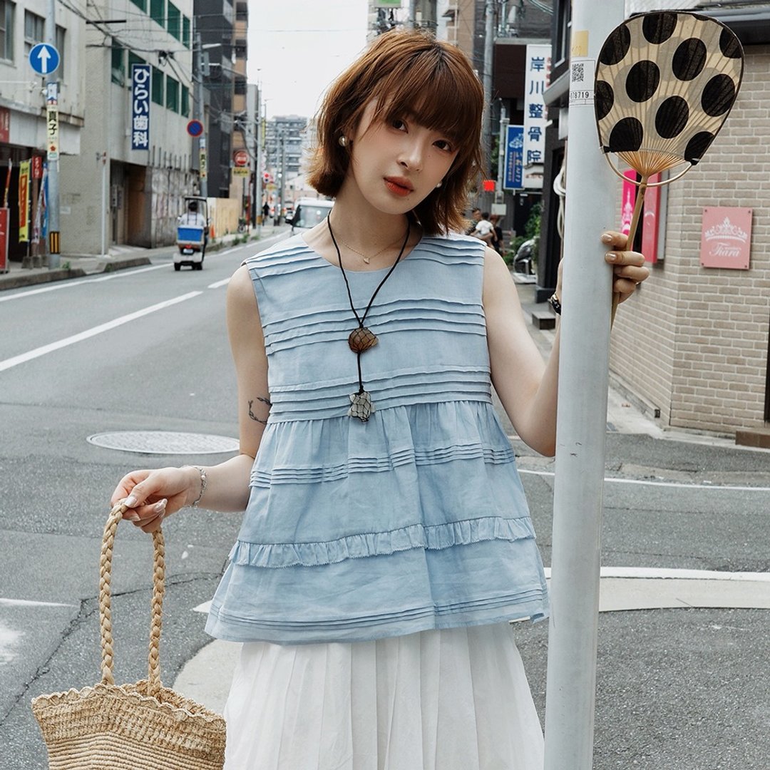 重工苎麻背心小衫 | 背心 | 两色 | 夏款|Sora-2139 - 女装背心 - 棉 多色