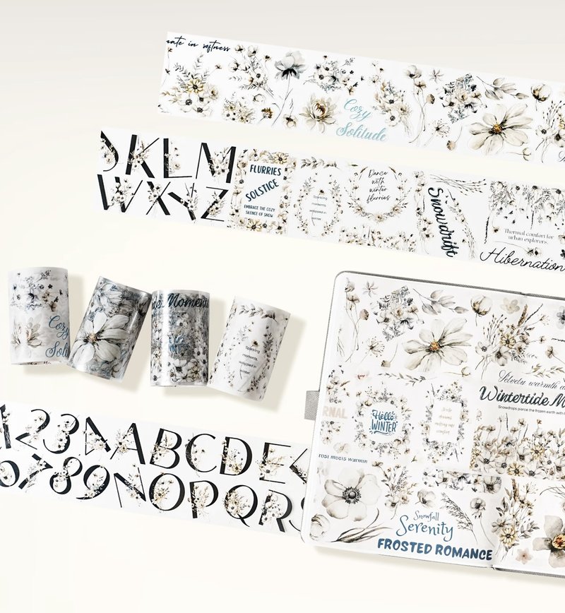 冬华映雪 素色花笺 PET 和纸胶带 模切 5米卷 - 纸胶带 - 纸 多色