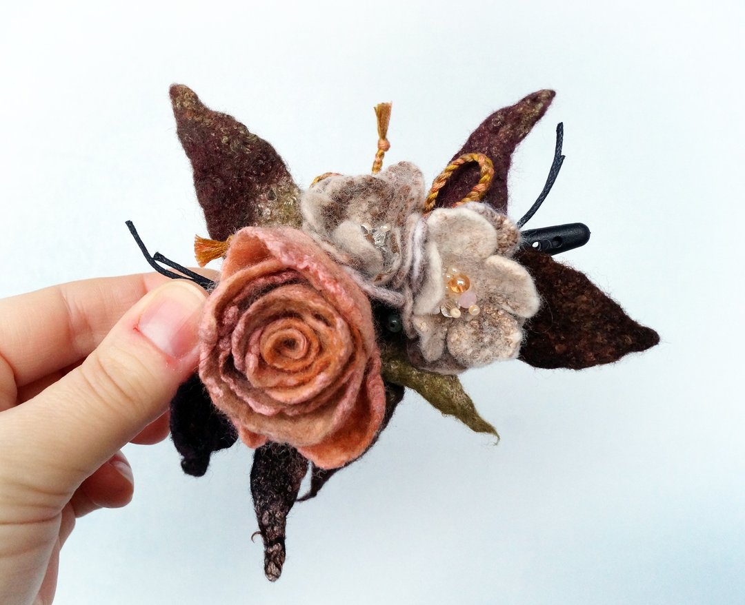 hairpin,thick hair clips,fashionable hair clips,France hairpins luxury,Butterfly - 发饰 - 羊毛 橘色