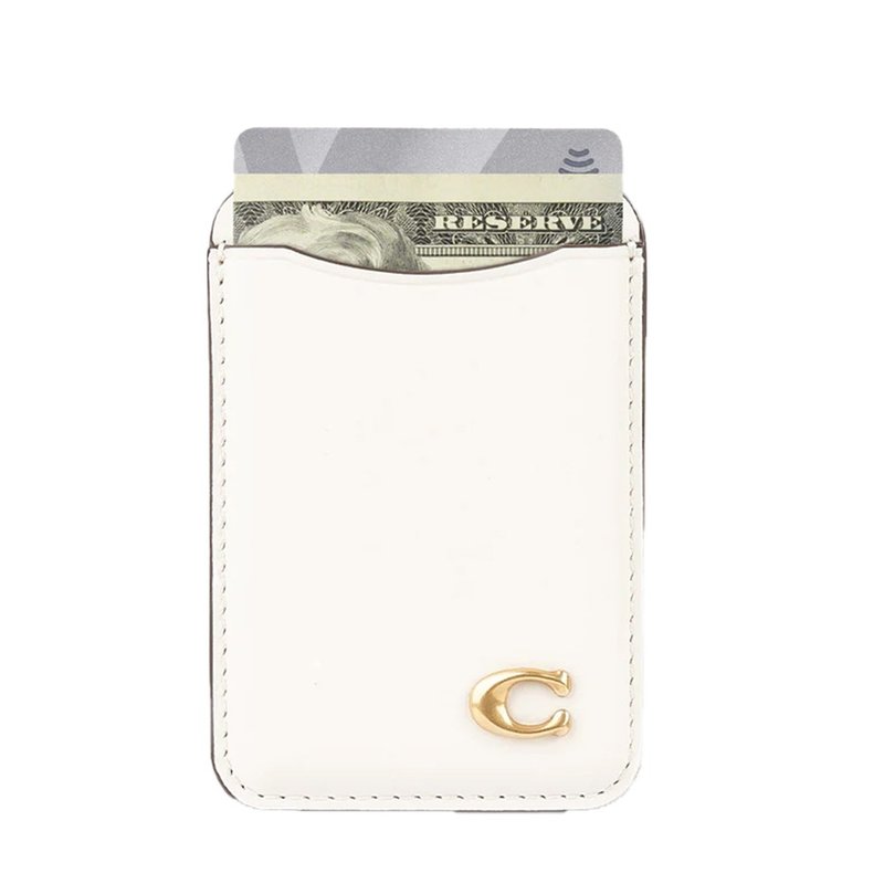 【COACH】精品MagSafe意大利真皮卡套 象牙白 - 手机配件 - 其他材质 白色
