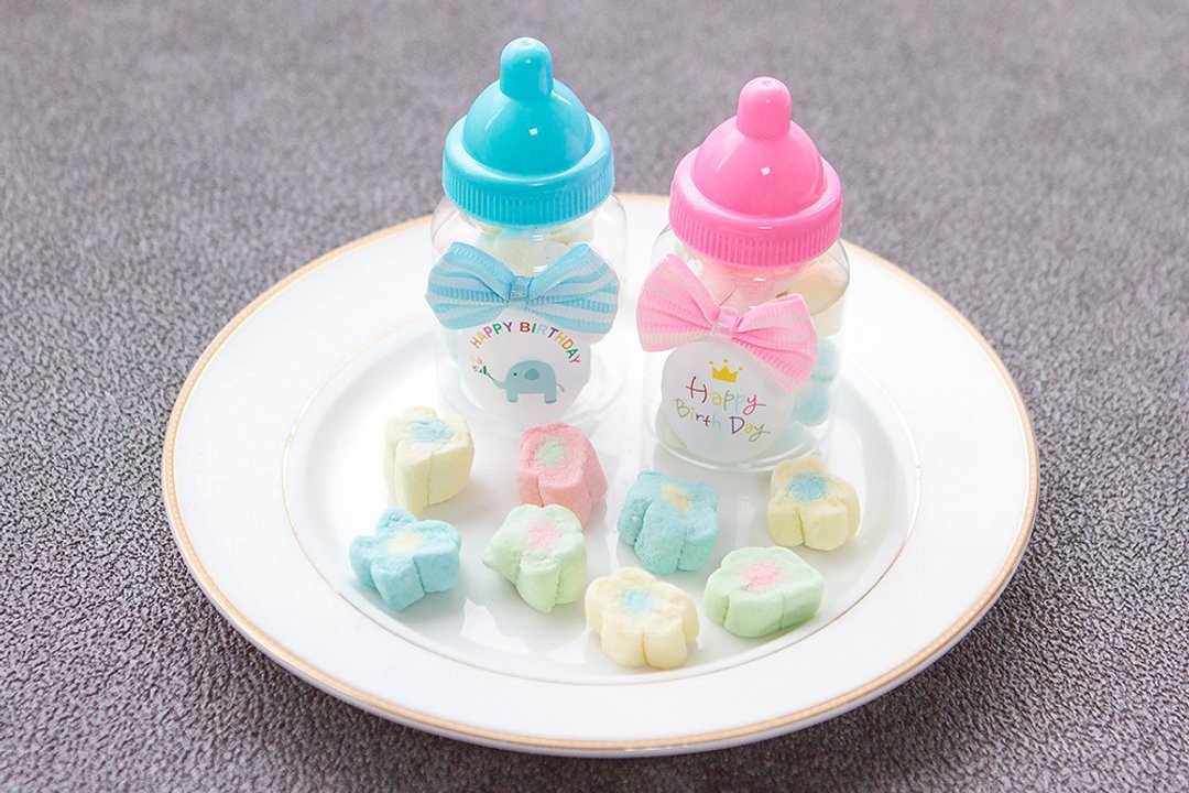 生日分享礼 迷你小奶瓶糖果  小花棉花糖  2 色可选 幼稚园庆生 - 零食/点心 - 新鲜食材 多色