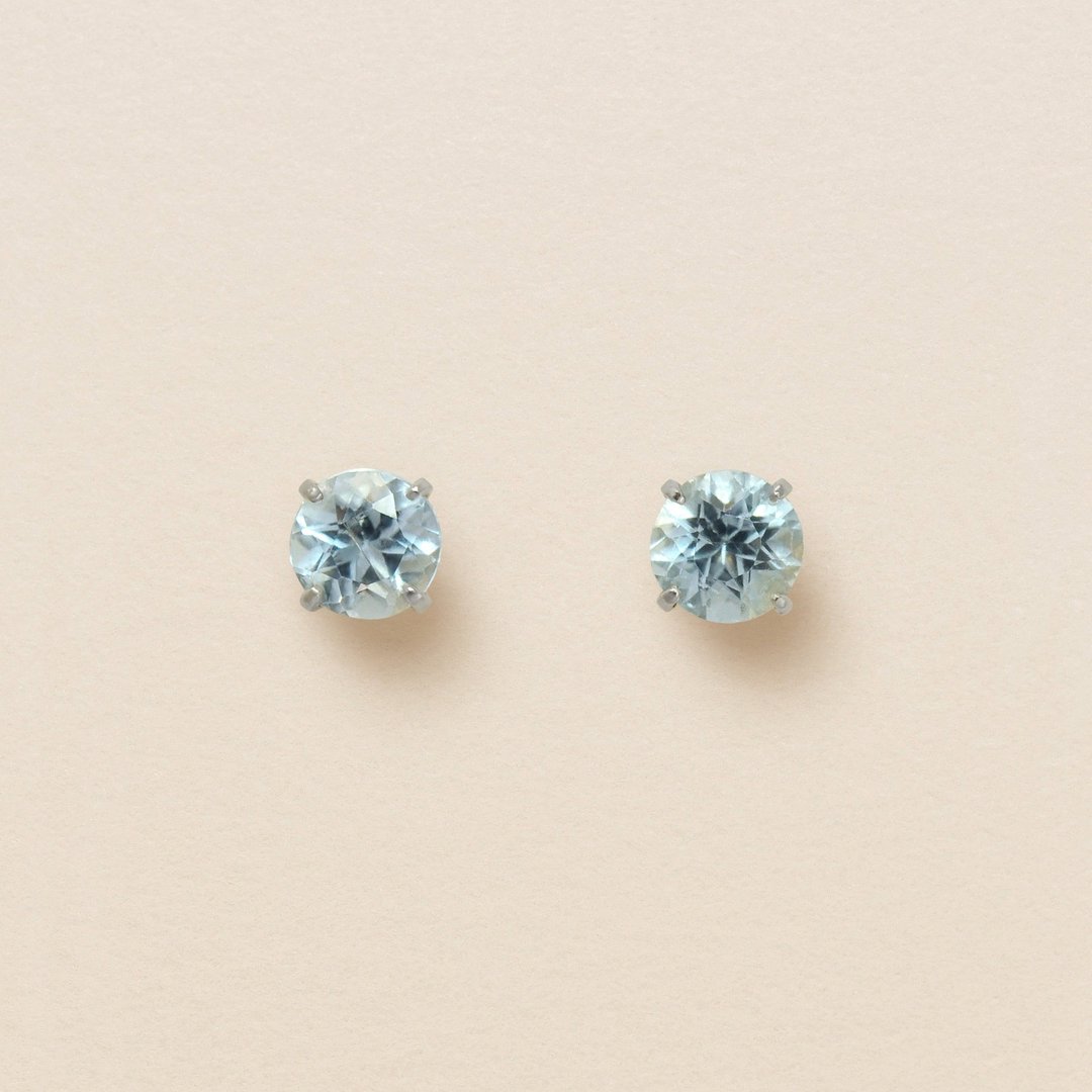 【Second Earrings】 铂金海蓝宝石耳环 - 耳环/耳夹 - 贵金属 