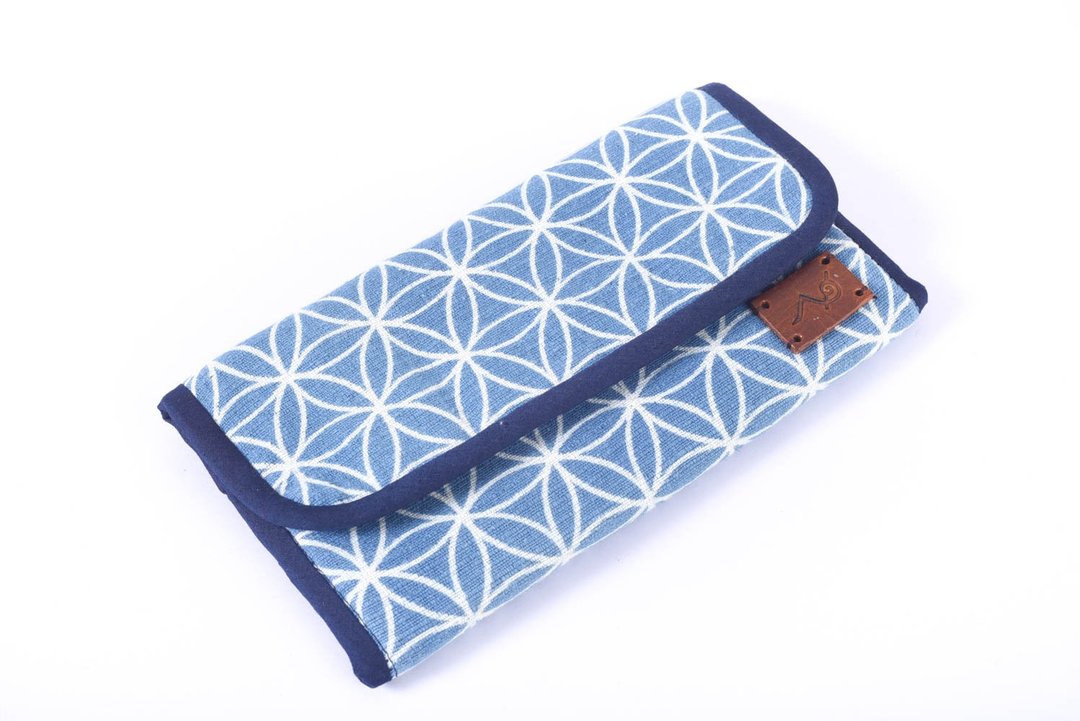 Unique Tri Fold Long Wallet Cutch With Zipper Wallet - 皮夹/钱包 - 棉 蓝色